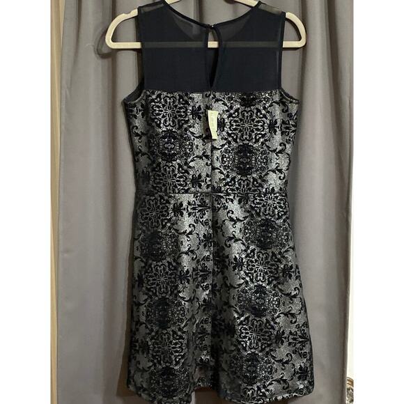 NWT MAURICES WO SIZE Small Black velvet accent design Silver Metallic dress - Picture 9 of 12